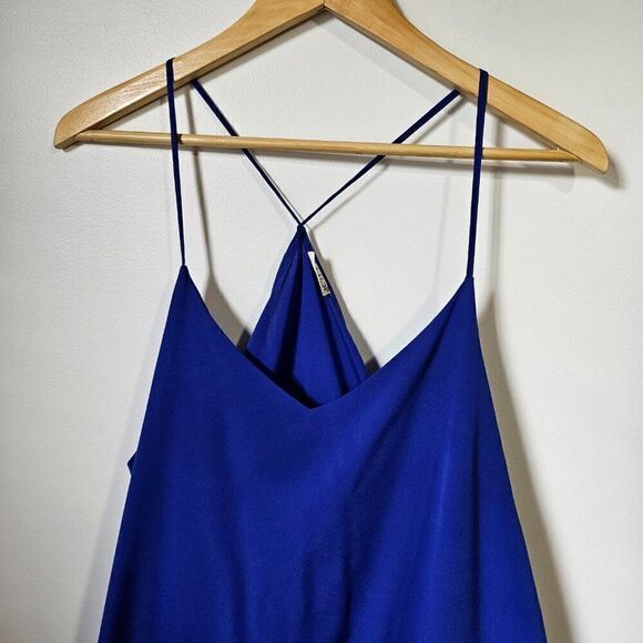 EUC LIKE NEW FREE PEOPLE INTIMATELY ELECTRIC BLUE V NECK WRAP TANK DRESS SZ LRG - Picture 4 of 10